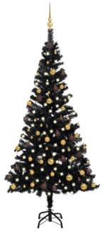 vidaXL Künstlicher Weihnachtsbaum Beleuchtung & Kugeln Schwarz 150 cm 3077503