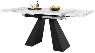 MODFU Esstisch Moderne Esstisch,Esstisch Teleskoptisch Esstisch-Set (Teleskoptisch Ausziehbar (99-159 cm) mit Marmor-Oberfläche & Carbonstahl-Beinen – Flexibler Esstisch für Homeoffice, Wohnzimmer & Küche, Platzsparend & Stabile Konstruktion für 60 kg ...