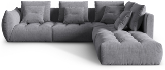 Micadoni Ecksofa Bloom 4-Sitzer Strukturierter Stoff Grau Rechts