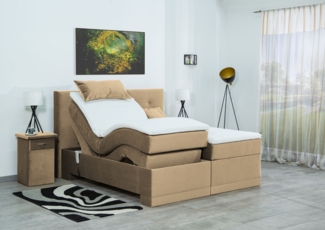 Meisterbetten Boxspringbett Lapi 140x200 in VS-Beige, Matratzenbezug Nano, Ergoflex-Topper