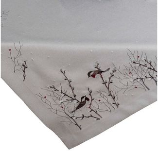 matches21 HOME & HOBBY Tischdecke Tischdecke DINA Vögel Spatzen auf Weidenästen Polyester 85 x 85 cm (1-tlg), Pflegeleicht & waschbar bei 30 °C