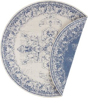 In- & Outdoor Wendeteppich Borbon - blau creme - 140 cm Durchmesser