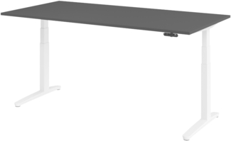 bümö elektrisch höhenverstellbarer Schreibtisch 200x100 cm mit Memory-Steuerung - Design Schreibtisch höhenverstellbar elektrisch, elektrischer Schreibtisch graphit, Gestell weiß, XBHM-2E-G-WW