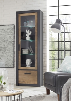 Standvitrine Brügge Glasvitrine 65cm Fresco Kastanie Design im Used Look