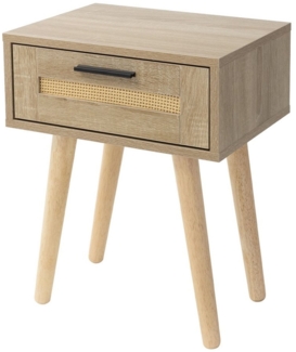 ML-DESIGN Nachttisch Nachtkommode Nachtschrank Nachtkonsole Nachtkästchen für Schlafzimmer (1-St), Beistelltisch Rattan mit 1x Schublade, laminierte Spannplatte Eiche