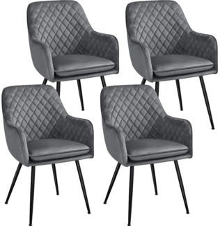 Yaheetech Esszimmerstuhl Küchenstühle (4 St), Stuhl-Set Polsterstühle mit Armlehnen und Metallbeine