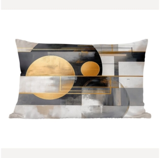 MuchoWow Dekokissen Abstrakt - Gold - Silber - Formen - Ästhetisch - Modern, Dekoration, Zierkissen, Kissen mit Füllung, 50x30 cm