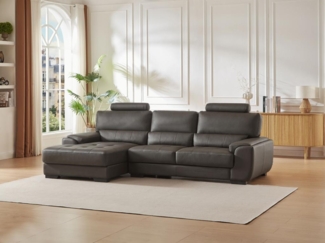 Vente-unique - Ecksofa - Leder - Braun - Ecke Links - METROPOLITAN II