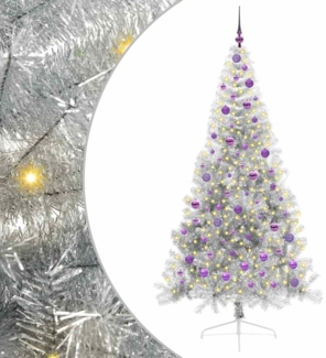 vidaXL Künstlicher vorbeleuchteter Weihnachtsbaum Silber 210 cm 3397225