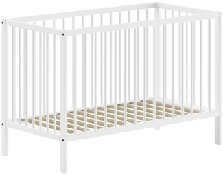 Babybett >Dino< in Buche Weiß, Massivholz - 124,4 x 84,4 x 65,4 cm (BxHxT)