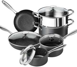 MICHELANGELO Kochtopf Set 10-teilig Granitbeschichtung Induktion