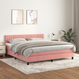 vidaXL Boxspringbett mit Matratze Rosa 180x200 cm Samt 3141442