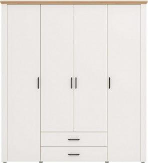 Home affaire Kleiderschrank Valencia Schlafzimmerschrank Garderobe Landhaus Design Bestseller Schrank inkl. 8 Einlegeböden, 2 Schubladen, Kleiderstange