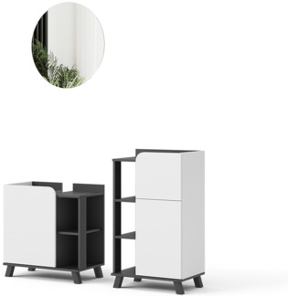 Badmöbel-Set Karen Anthrazit/Weiß 3 Teile Vicco