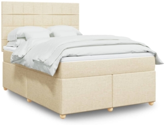 vidaXL Boxspringbett mit Matratze Creme 140x200 cm Stoff 3293608