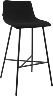 Barhocker GEKEL - Stoff Schwarz 44 x 49 x 98 cm | Barstuhl Mit Lehne Tresenhocker Tresenstuhl Kneipenhocker Kneipenstuhl