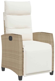 vidaXL Gartensessel mit Beistelltisch Verstellbar Beige Poly Rattan 4108277