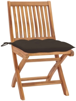vidaXL Gartenstühle 2 Stk. mit Taupe Kissen Massivholz Teak 3062456