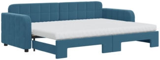 vidaXL Tagesbett Ausziehbar mit Matratzen Blau 80x200 cm Samt 3196945