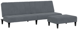 vidaXL Schlafsofa 2-Sitzer mit Fußhocker Dunkelgrau Samt 3258093