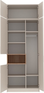 Marmex Möbel Grant 01/18C Hochschrank, 3-türiger Kleiderschrank mit Verlängerung, laminierte Spanplatte, graubeige cashmere + cremona torro, 88x235x54 cm