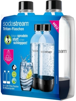Sodastream spülmaschinengeeignete Flasche Kunststoff 1 L Classic DWS schwarz 2 Stück
