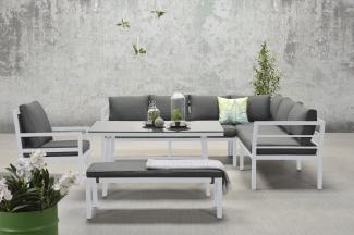 Garden Impressions Dining-Ecklounge "Lakes", inkl. Sitzbank, Tisch und Kissen, mat white / reflex black, ohne Sessel,rechts