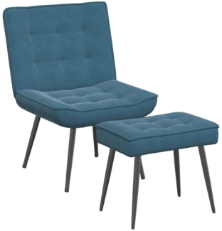 vidaXL Relaxsessel mit Hocker Blau Samt 4012336