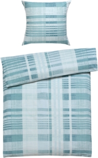 casa NOVA Bettwäsche HANNAH, 135 x 200 cm, Blau, Karomuster, Flanell, 2 teilig, mit Reißverschluss