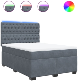 vidaXL Boxspringbett mit Matratze Dunkelgrau 140x200 cm Samt 3293237