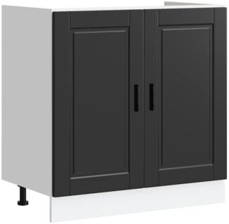 Spülenunterschrank, Küchenschrank Porto Schwarz 80x46x81,5 cm Holzwerkstoff de5693