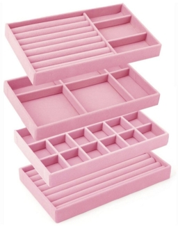 Coonoor Aufbewahrungsbox Schmucktablett, Schmuckorganisierer, Schmuckaufbewahrungsbox (4 St), Einlage für Schubladen, Stapelbar für Präsentation und Ordnung