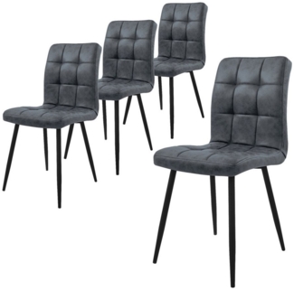 ML-DESIGN Stuhl Esszimmerstuhl mit Rückenlehne Polsterstuhl mit Metallbeine (4 St), Ergonomischer Stuhl Anthrazit Kunstleder Wohnzimmerstuhl Küchenstuhl