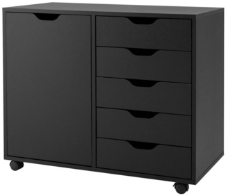 COSTWAY Rollcontainer, Aktenschrank mit 5 Schubladen, auf Rollen, 79 x 39 x 65 cm