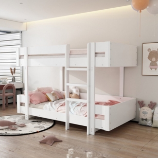 STILVORA Etagenbett 90×200 Kinderbett mit Matratze,Funktionsbett mit Geländer & Treppen (90*200cm), Mit Treppe, Schlichtes Design, Verstärktes Geländer
