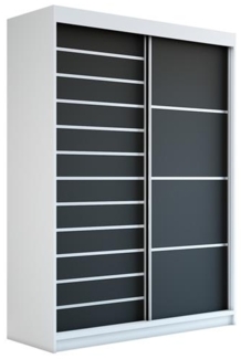 Schwebetürenschrank COLIN 2-türig Schrank 160 cm Farbe: Weiß , schwarz