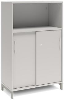 Büroschrank DNA 800x1275 mm Lichtgrau/Alu-Grau Schiebetür 3A4