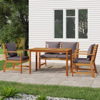 Balkon Lounge Holz 4 Personen Gartenmöbel Set Sofa Tisch Terrassenmöbel