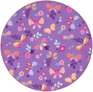 Snapstyle Kinderteppich Kinder Spiel Teppich Schmetterling Rund, Rund, Höhe: 4 mm