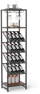 COSTWAY Weinregal, schmal, Weinständer für 16 Flaschen, 6 Gläser Metall