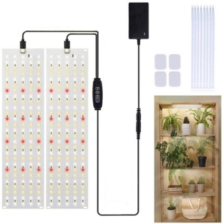 Jibenhome Pflanzenlampe Ultradünne LED Wachstumslichter, Vollspektrum-Pflanzenlicht, 135 LEDs, 2er-Pack Dimmbar-Timer, Bedienfeld, (Rot + Weiß 6000 K + Warmweiß 3000 K)