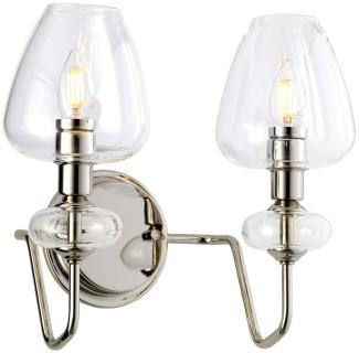 Wandlampe, Stahl Glas, Nickel, B 34,5 cm