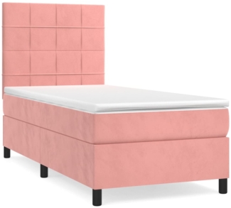 vidaXL Boxspringbett mit Matratze Rosa 100x200 cm Samt 3143012