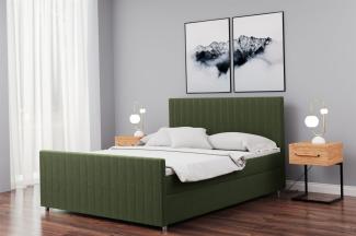 Boxspringbett Schlafzimmerbett ROSALIE 120x220cm in Stoff Matt Velvet Olive