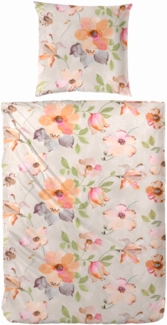 Westminster Satin Bettwäsche 155x220 Blüten Blumen orange puder beige 242003-72