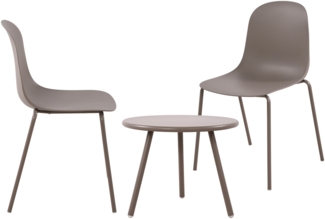 CLP 2er Sitzgruppe Mindin Set 1 Tisch 2 Stapelstühle wetterfest UV-beständig,taupe
