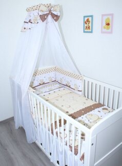 Primawela Babybettwäsche Baby Bettset - 6 teiliges Set mit Chiffon Himmel Bettwäsche Nestchen