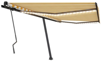 vidaXL Markise Manuell Einziehbar mit LED 400x300 cm Gelb and Weiß 3069743