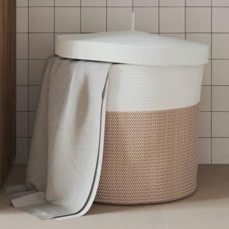 vidaXL Aufbewahrungskorb mit Deckel Braun & Weiß Ø40x35 cm Baumwolle 358500