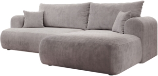 Selsey 'Ovo Cord' Ecksofa mit Cordbezug, Schlaffunktion und Stauraum, Hellgrau, rechts